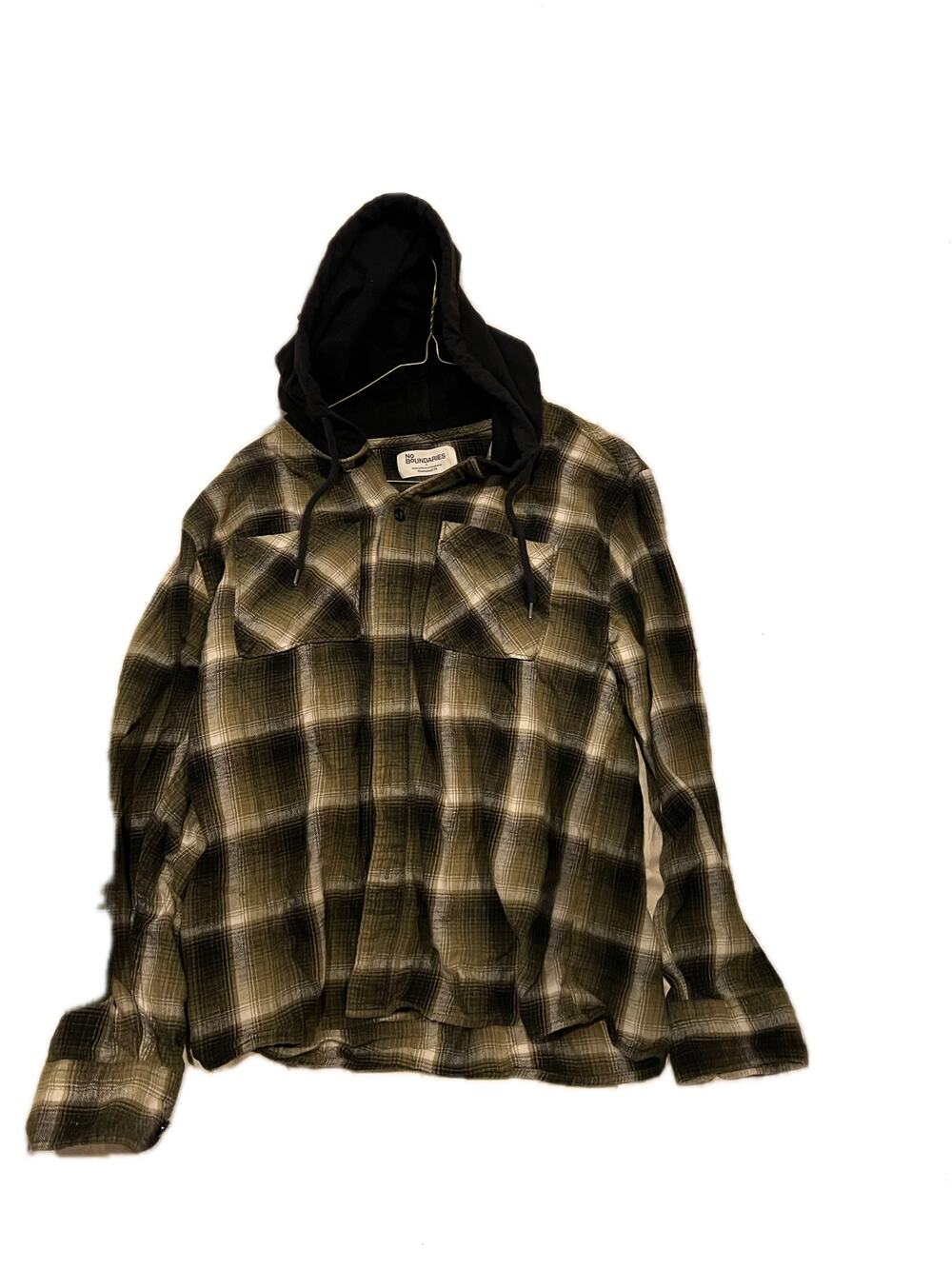 No Boundaires Loose Fit Flannel Hooded Shacket Men Small